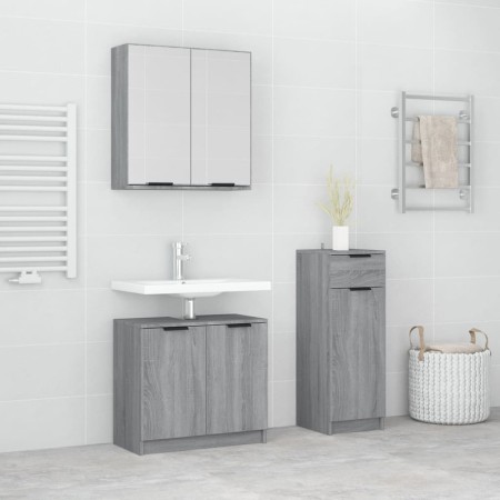 3-piece bathroom furniture set made of gray Sonoma plywood by vidaXL, Bathroom furniture - Ref: Foro24-3115874, Price: 172,32...