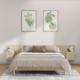 Sonoma oak plywood headboard with side tables by vidaXL, Headboards and footboards - Ref: Foro24-3115758, Price: 176,99 €, Di...