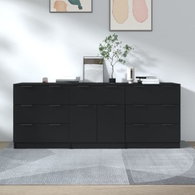 3-piece black plywood sideboard by vidaXL, Sideboards - Ref: Foro24-3115797, Price: 185,55 €, Discount: %