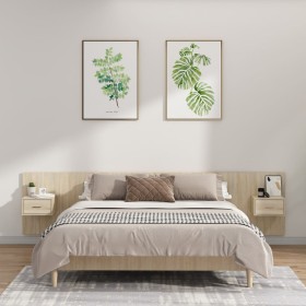 Sonoma oak plywood headboard with side tables by vidaXL, Headboards and footboards - Ref: Foro24-3115750, Price: 163,99 €, Di...