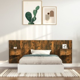 Headboard of bed with smoked oak plywood tables by vidaXL, Headboards and footboards - Ref: Foro24-3115681, Price: 101,99 €, ...