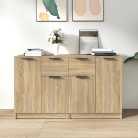 Aparadores 2 uds madera contrachapada roble Sonoma 60x30x70 cm de vidaXL, Aparadores - Ref: Foro24-3115814, Precio: 167,99 €,...