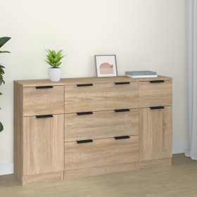 3-piece plywood sideboard set in Sonoma oak color. by vidaXL, Sideboards - Ref: Foro24-3115822, Price: 180,04 €, Discount: %