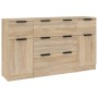 Set de aparador 3 pzas madera contrachapada color roble Sonoma de vidaXL, Aparadores - Ref: Foro24-3115822, Precio: 183,23 €,...