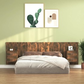 Smoked oak plywood headboard and side tables by vidaXL, Headboards and footboards - Ref: Foro24-3115713, Price: 147,10 €, Dis...