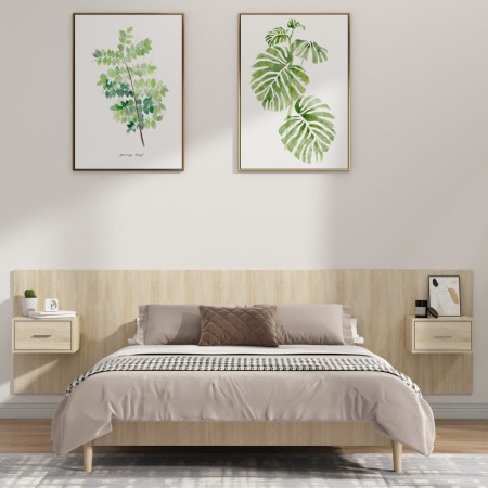 Sonoma oak plywood headboard with side tables by vidaXL, Headboards and footboards - Ref: Foro24-3115726, Price: 157,98 €, Di...