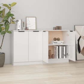 Aparadores 2 uds madera contrachapada blanco brillo 60x30x70 cm de vidaXL, Aparadores - Ref: Foro24-3115776, Precio: 138,01 €...