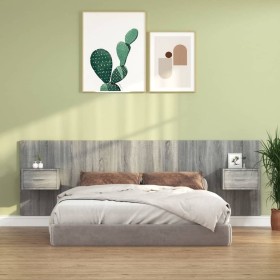 Sonoma gray plywood headboard and side tables by vidaXL, Headboards and footboards - Ref: Foro24-3115706, Price: 140,99 €, Di...