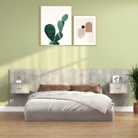 Concrete gray plywood headboard and side tables by vidaXL, Headboards and footboards - Ref: Foro24-3115703, Price: 141,99 €, ...