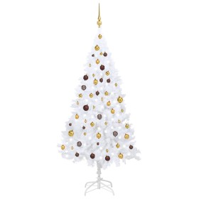 Árbol de Navidad preiluminado con luces y bolas blanco 180 cm de vidaXL, Arboles de navidad - Ref: Foro24-3077541, Precio: 86...