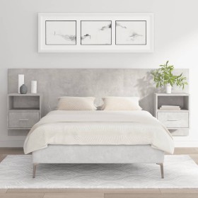 Cabecero de cama con mesitas madera contrachapada gris hormigón de vidaXL, Cabeceros y pies de cama - Ref: Foro24-3115695, Pr...