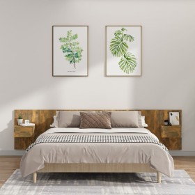 Smoked oak plywood headboard and side tables by vidaXL, Headboards and footboards - Ref: Foro24-3115753, Price: 128,51 €, Dis...