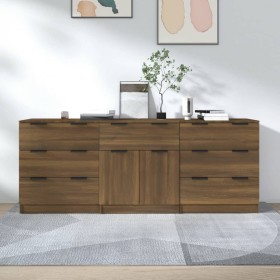 3-piece oak brown plywood sideboard by vidaXL, Sideboards - Ref: Foro24-3115803, Price: 207,66 €, Discount: %