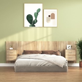 Sonoma oak plywood headboard with side tables by vidaXL, Headboards and footboards - Ref: Foro24-3115710, Price: 163,99 €, Di...