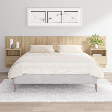 Sonoma oak plywood headboard with side tables by vidaXL, Headboards and footboards - Ref: Foro24-3115718, Price: 158,99 €, Di...