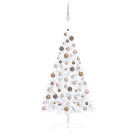 Half Christmas tree with lights and balls white 120 cm by vidaXL, Christmas trees - Ref: Foro24-3077568, Price: 58,03 €, Disc...