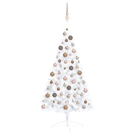 Halber Weihnachtsbaum mit Lichtern und Kugeln weiß 120 cm von vidaXL, Weihnachtsbäume - Ref: Foro24-3077568, Preis: 65,91 €, ...