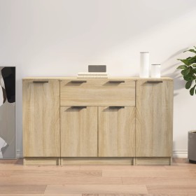 Sideboards 3 Stück Sonoma-Eichensperrholz von vidaXL, Sideboards - Ref: Foro24-3115830, Preis: 151,99 €, Rabatt: %