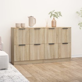 Aparadores 2 uds madera contrachapada roble Sonoma 60x30x70 cm de vidaXL, Aparadores - Ref: Foro24-3115806, Precio: 122,40 €,...