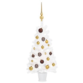 Árbol de Navidad preiluminado con luces y bolas blanco 90 cm de vidaXL, Arboles de navidad - Ref: Foro24-3077545, Precio: 83,...