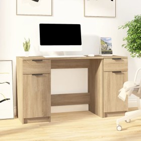 Plywood oak Sonoma desktop and auxiliary wardrobe by vidaXL, Desks - Ref: Foro24-3115910, Price: 150,28 €, Discount: %