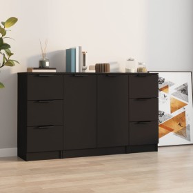 Sideboards 3 pieces black plywood by vidaXL, Sideboards - Ref: Foro24-3115837, Price: 192,79 €, Discount: %