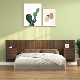 Headboard of bed with oak brown plywood tables by vidaXL, Headboards and footboards - Ref: Foro24-3115715, Price: 167,99 €, D...