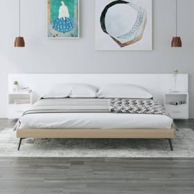 Cabecero de cama con mesitas madera contrachapada blanco de vidaXL, Cabeceros y pies de cama - Ref: Foro24-3115740, Precio: 1...