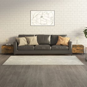 Coffee tables with metal legs 2 units smoked oak 50x50x40 cm by vidaXL, Coffee table - Ref: Foro24-817538, Price: 83,80 €, Di...