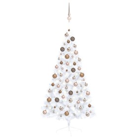 Half Christmas tree with lights and balls white 150 cm by vidaXL, Christmas trees - Ref: Foro24-3077569, Price: 65,42 €, Disc...