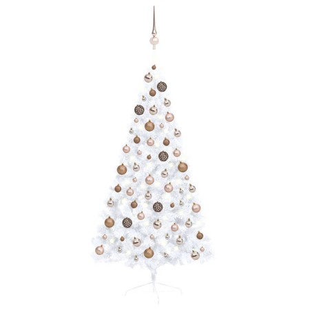 Halber Weihnachtsbaum mit Lichtern und Kugeln weiß 150 cm von vidaXL, Weihnachtsbäume - Ref: Foro24-3077569, Preis: 65,42 €, ...