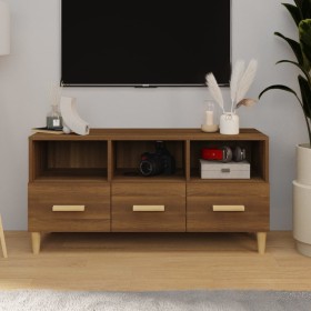 Brown oak plywood TV cabinet 102x36x50 cm by vidaXL, TV Furniture - Ref: Foro24-817497, Price: 62,99 €, Discount: %