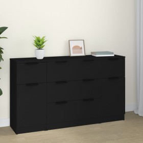 Black Plywood 3-Piece Sideboard Set by vidaXL, Sideboards - Ref: Foro24-3115821, Price: 159,99 €, Discount: %