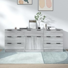 3-teiliges Sideboard aus grauem Sonoma-Sperrholz von vidaXL, Sideboards - Ref: Foro24-3115802, Preis: 237,79 €, Rabatt: %