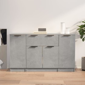 Sideboards 3 pieces cement gray plywood by vidaXL, Sideboards - Ref: Foro24-3115831, Price: 138,99 €, Discount: %