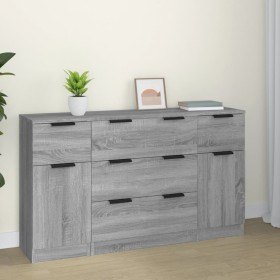 3-teiliges Sideboard-Set aus Sonoma-grauem Sperrholz von vidaXL, Sideboards - Ref: Foro24-3115826, Preis: 181,84 €, Rabatt: %