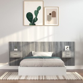 Sonoma gray plywood headboard with side tables by vidaXL, Headboards and footboards - Ref: Foro24-3115682, Price: 112,99 €, D...