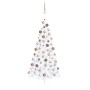 Medio árbol de Navidad con luces y bolas blanco 120 cm de vidaXL, Arboles de navidad - Ref: Foro24-3077571, Precio: 89,81 €, ...