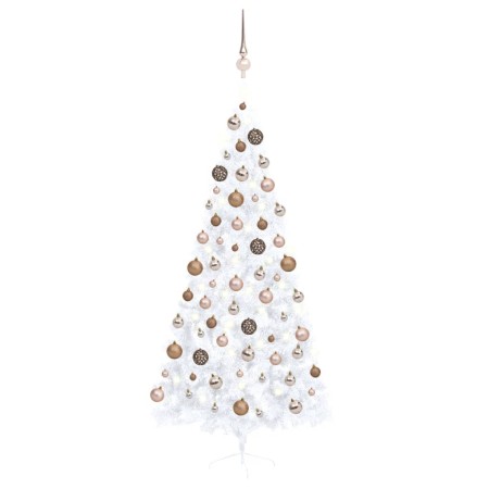 Half Christmas tree with lights and balls white 120 cm by vidaXL, Christmas trees - Ref: Foro24-3077571, Price: 81,41 €, Disc...