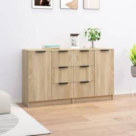 Sideboards 2 pcs Sonoma oak plywood 60x30x70 cm by vidaXL, Sideboards - Ref: Foro24-3115790, Price: 158,90 €, Discount: %