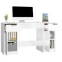 Escritorio con armario lateral contrachapada blanco brillo de vidaXL, Escritorios - Ref: Foro24-3115912, Precio: 171,46 €, De...