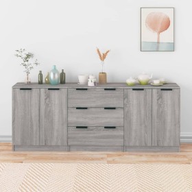 3-teiliges Sideboard aus grauem Sonoma-Sperrholz von vidaXL, Sideboards - Ref: Foro24-3115786, Preis: 225,68 €, Rabatt: %