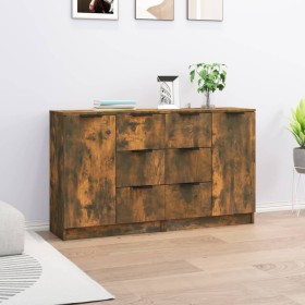 Aparadores 2 uds madera contrachapada roble ahumado 60x30x70 cm de vidaXL, Aparadores - Ref: Foro24-3115793, Precio: 146,99 €...