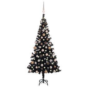 Árbol de Navidad preiluminado con luces y bolas negro 150 cm de vidaXL, Arboles de navidad - Ref: Foro24-3077589, Precio: 65,...