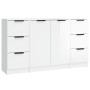 Sideboards 3 Einheiten aus glänzend weißem Sperrholz von vidaXL, Sideboards - Ref: Foro24-3115840, Preis: 191,53 €, Rabatt: %