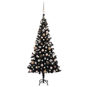 Árbol de Navidad preiluminado con luces y bolas negro 180 cm de vidaXL, Arboles de navidad - Ref: Foro24-3077590, Precio: 86,...