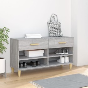 Mueble zapatero madera contrachapada gris Sonoma 102x35x55 cm de vidaXL, Zapateros y organizadores de calzado - Ref: Foro24-8...