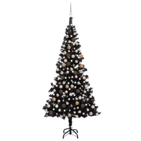 Vorbeleuchteter Weihnachtsbaum mit schwarzen Lichtern und Kugeln 210 cm von vidaXL, Weihnachtsbäume - Ref: Foro24-3077591, Pr...