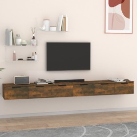 Wall cabinets 2 units smoked oak plywood 102x30x20cm by vidaXL, Shelves and shelves - Ref: Foro24-3115905, Price: 138,32 €, D...