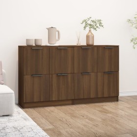 Sideboards 2 pcs brown oak plywood 60x30x70 cm by vidaXL, Sideboards - Ref: Foro24-3115811, Price: 112,92 €, Discount: %